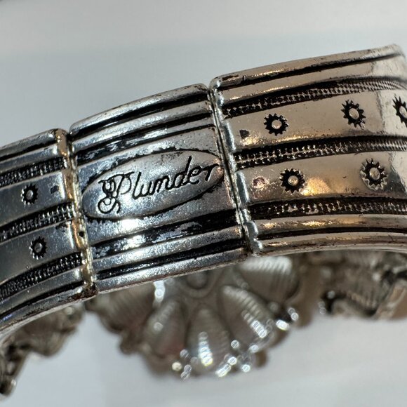 Plunder Turquoise Statement Cuff Bracelet 🌵 Bold and beautiful silver-toned - Picture 4 of 7